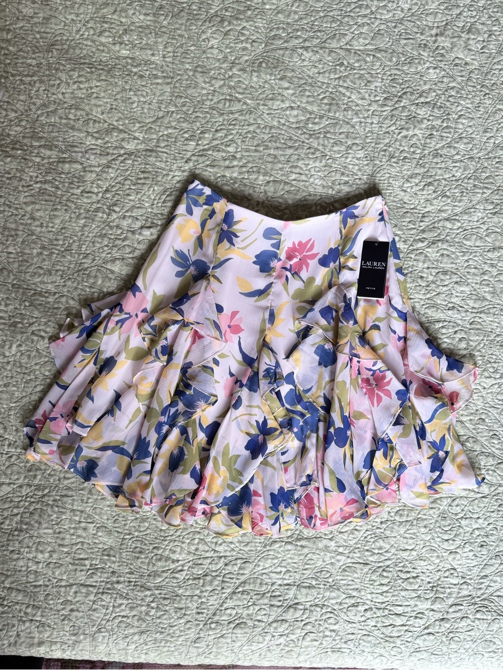 Lauren Ralph Lauren Pastel Floral Tiered Skater Skirt